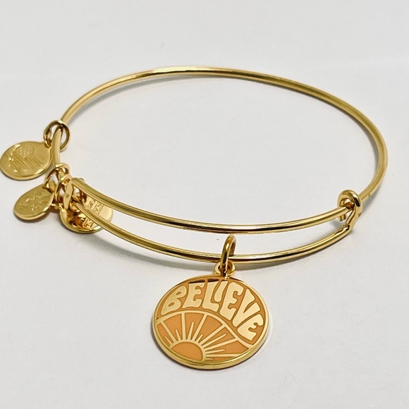Alex and Ani Gold 'Believe' Charm Bracelet - Picture 1 of 5